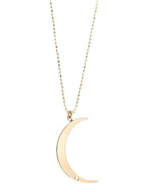Ariel Gordon Crescent Moon 14K Gold Diamond Bead Chain 18" Necklace